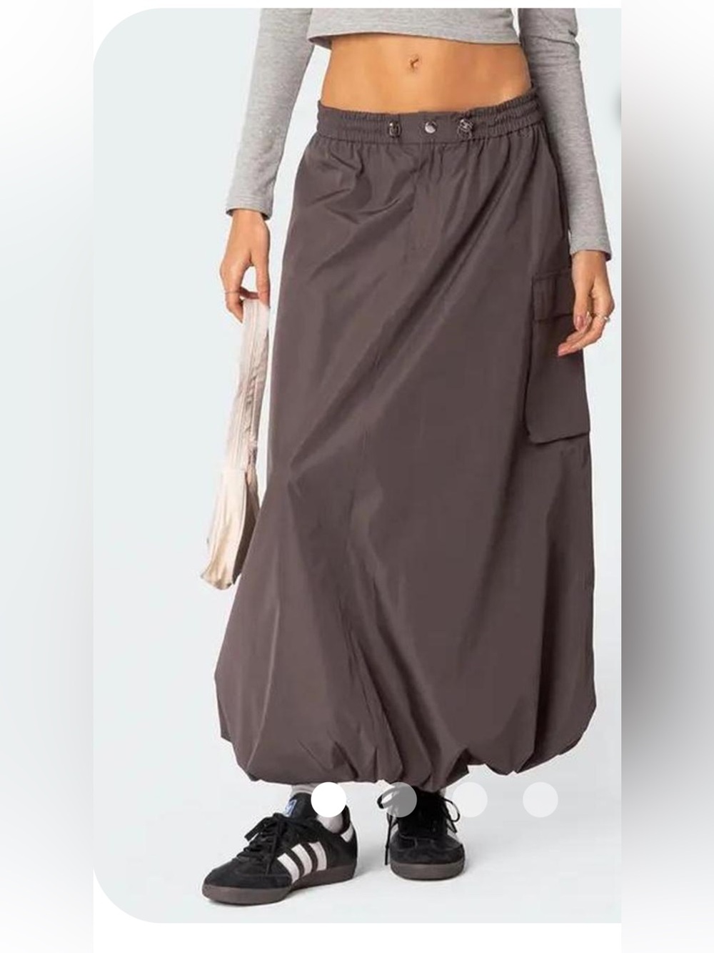BUBBLE CARGO NYLON MAXI SKIRT